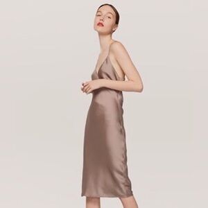 Fame and Partners Gray Ziv Satin V Neck Revolve Dress Sz.4